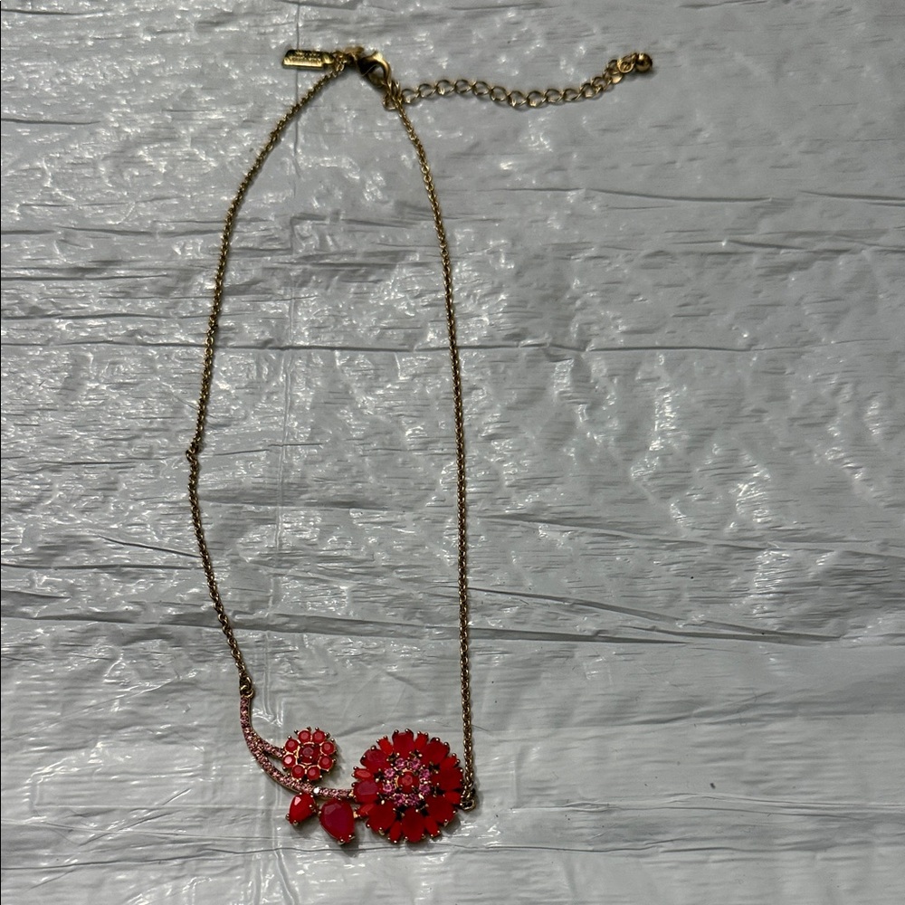 Kate Spade Red and Gold Blossom Necklace